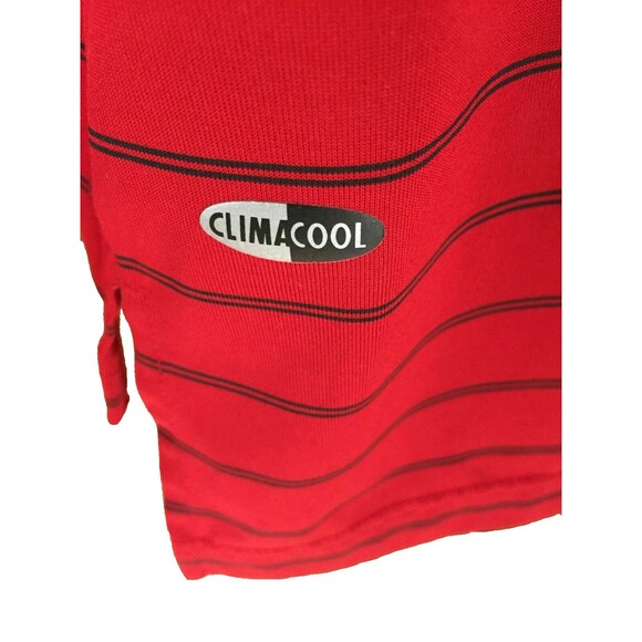 Adidas Mens Polo ClimaCool Red Striped Athletic Short Sleeve Golf Shirt Size L - Picture 4 of 6